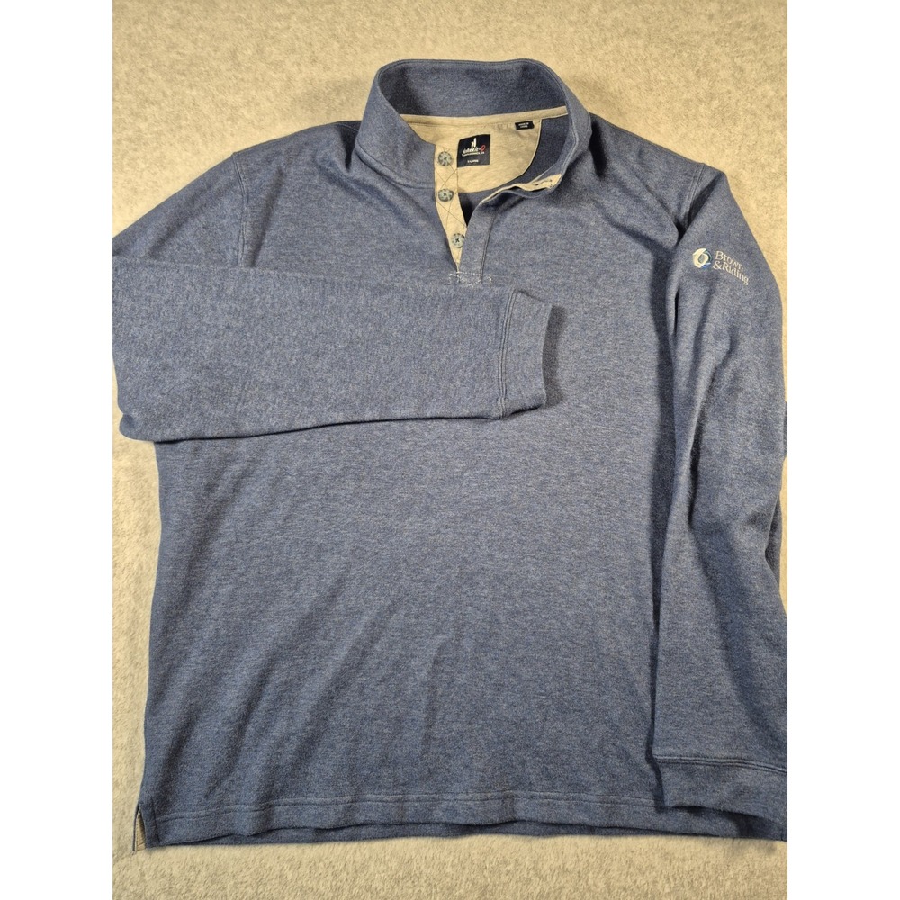 Johnnie O Banyan Henley Sweater Mens Large Ocean Blue Comfort Casual Long Sleeve